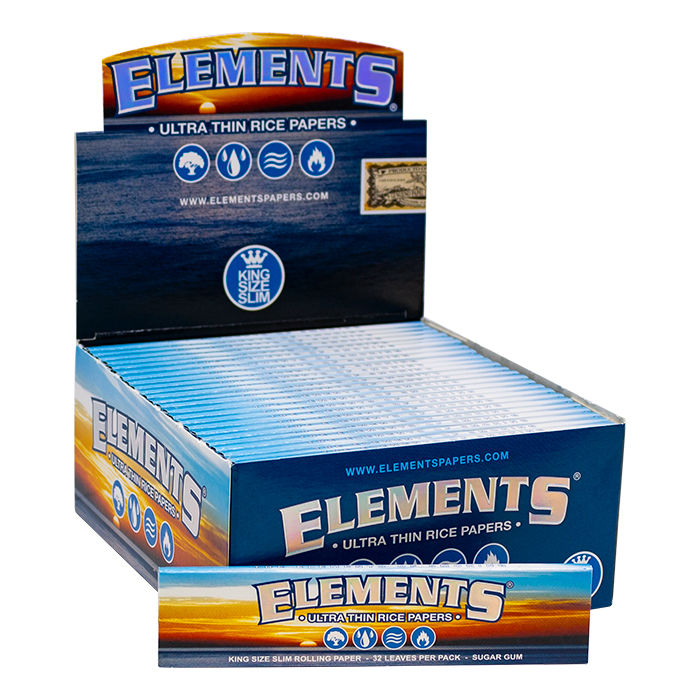 Elements Blue Ultra Thin Rice King Size Slim Rolling Papers Ct 50