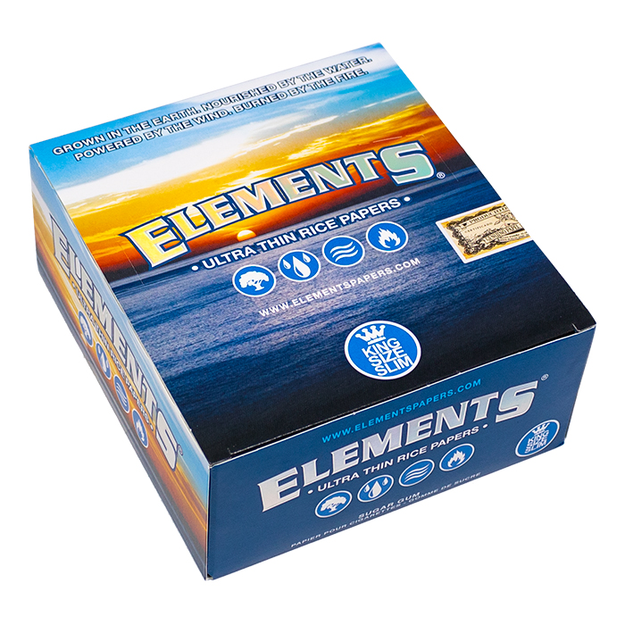 Elements Blue Ultra Thin Rice King Size Slim Rolling Papers Ct 50