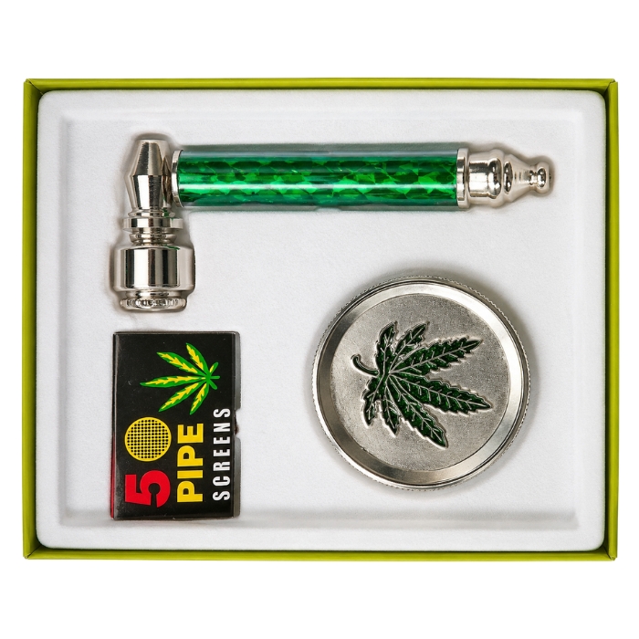 Luxury Leaf Spark Smoker's Metal Pipe Set