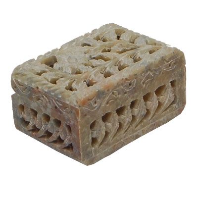 Antique Netted Carvin Beige Stone box