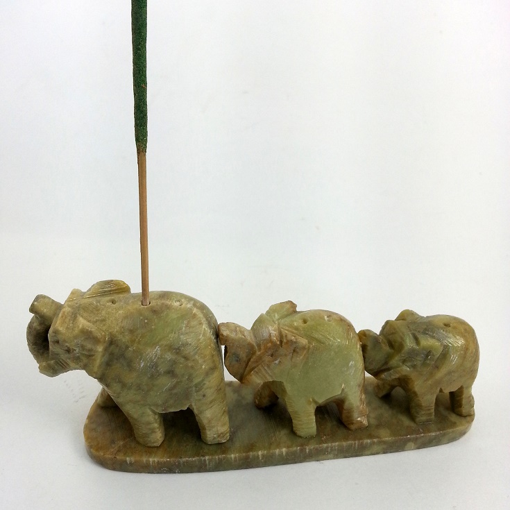 Three Elephant Stone Incense Holder