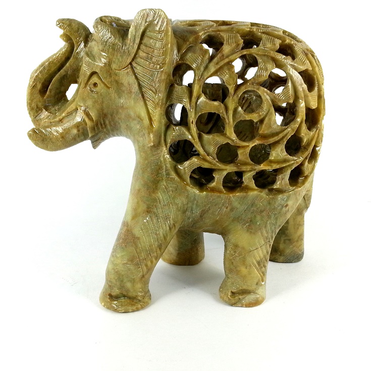 Hand Crafted Small Mesh Elephant Stone Statue