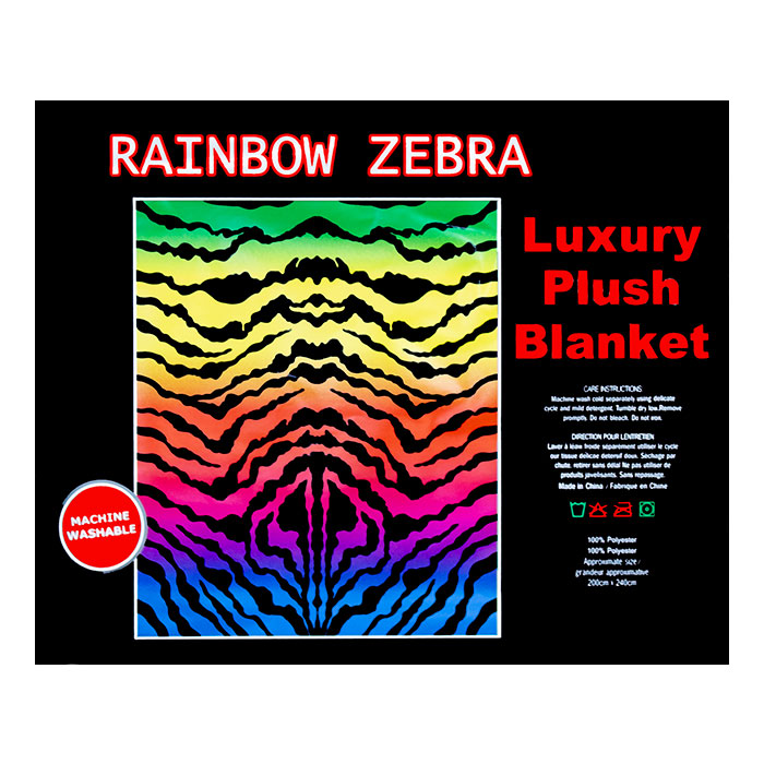 Rainbow Zebra Queen Size Plush Blanket