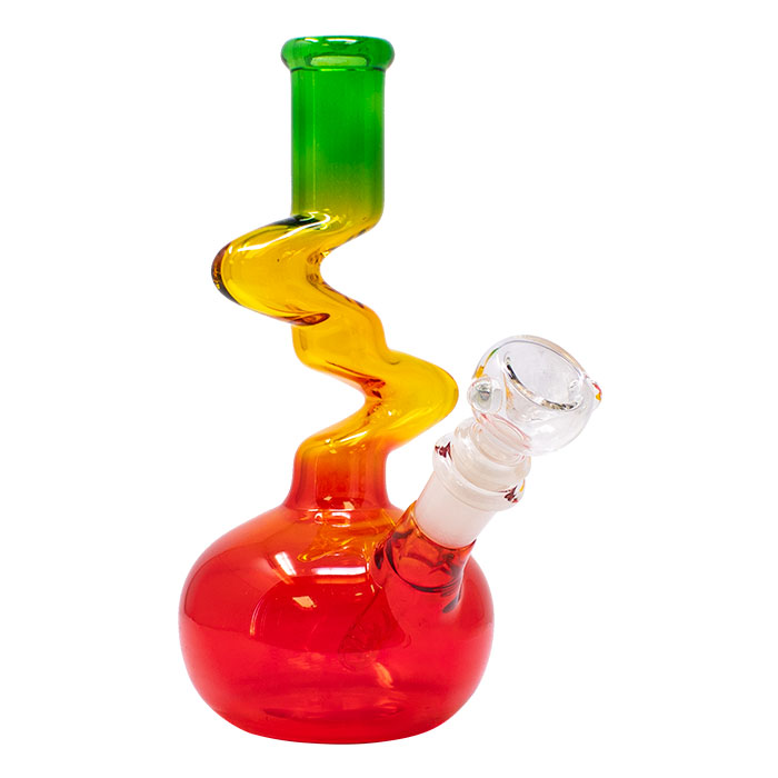 Rasta Colored Cylindrical Medium 8 Inches Glass Bong