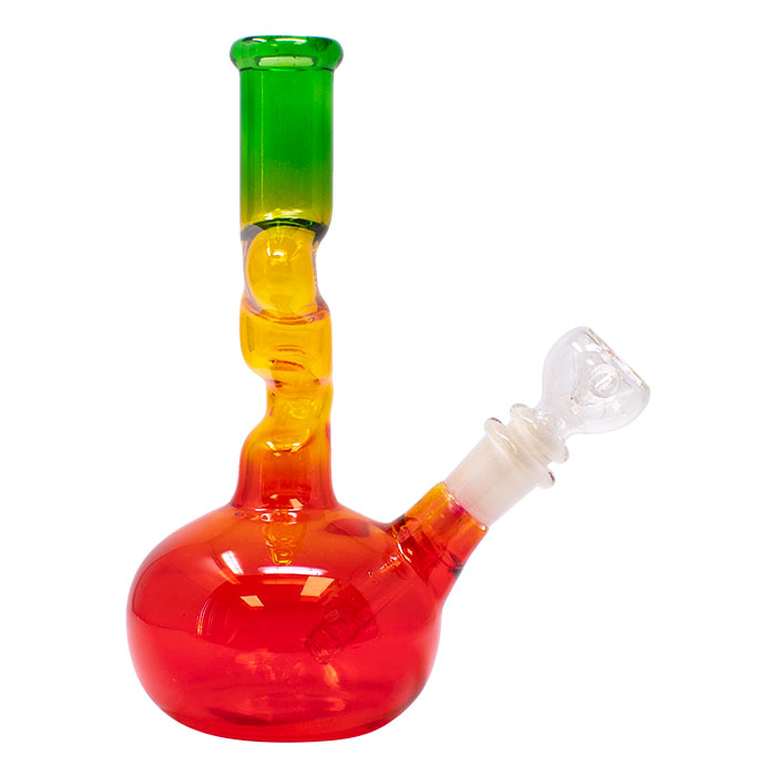 Rasta Colored Cylindrical Medium 8 Inches Glass Bong