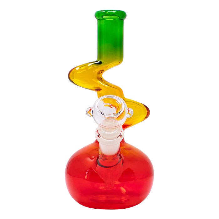 Rasta Colored Cylindrical Medium 8 Inches Glass Bong