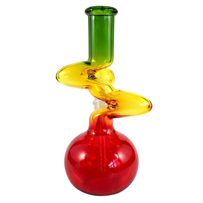 Rasta Colored Cylindrical Medium 8 Inches Glass Bong