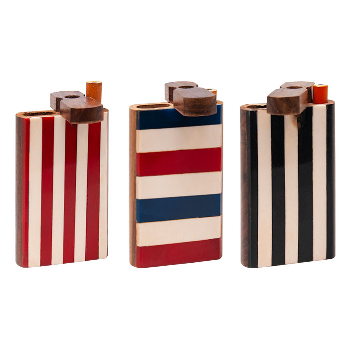 STRIPED COLORED WOODEN DUGOUT 4 INCHES