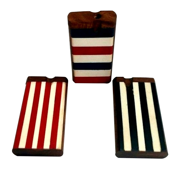 STRIPED COLORED WOODEN DUGOUT 4 INCHES