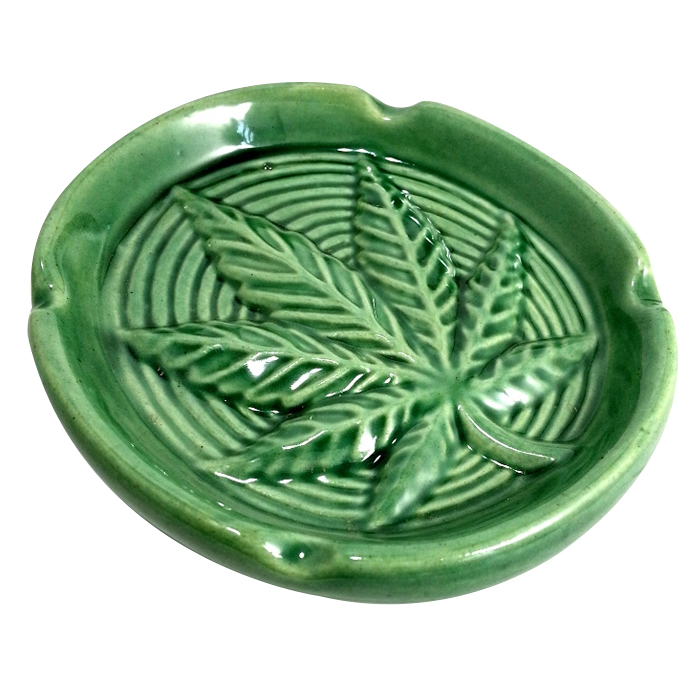 Marijuana Leaf Oval Ceramic Ashtray Marijuana Leaf Oval Ceramic Ashtray