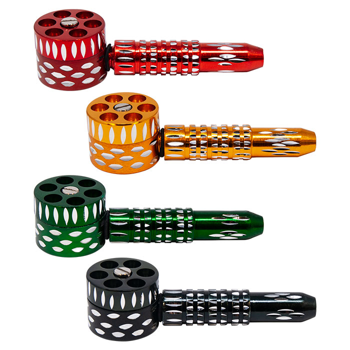 Assorted Colored Anodized Six Shooter Pipe