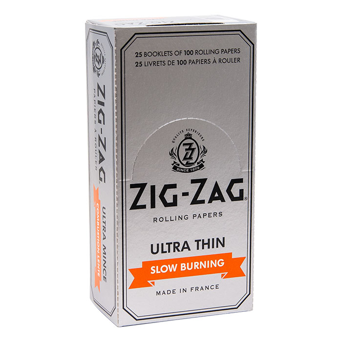 Zig Zag Silver Ultra thin Slow Burning Rolling Paper 1 1-2 Ct 25