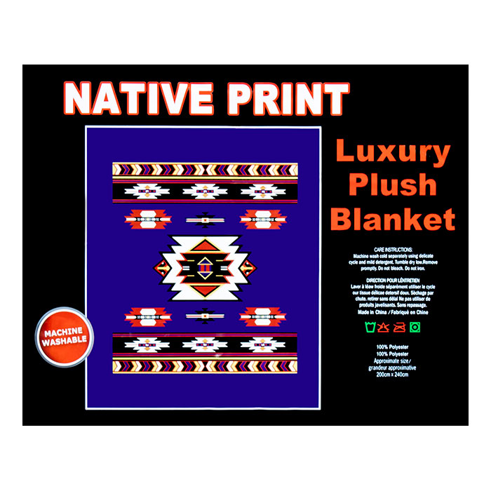 Purple Native Print Queen Size Plush Blanket