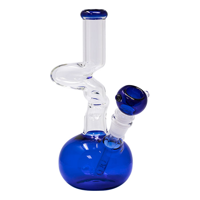 Twisted Blue Glass 10 Inches Zong with Bowl