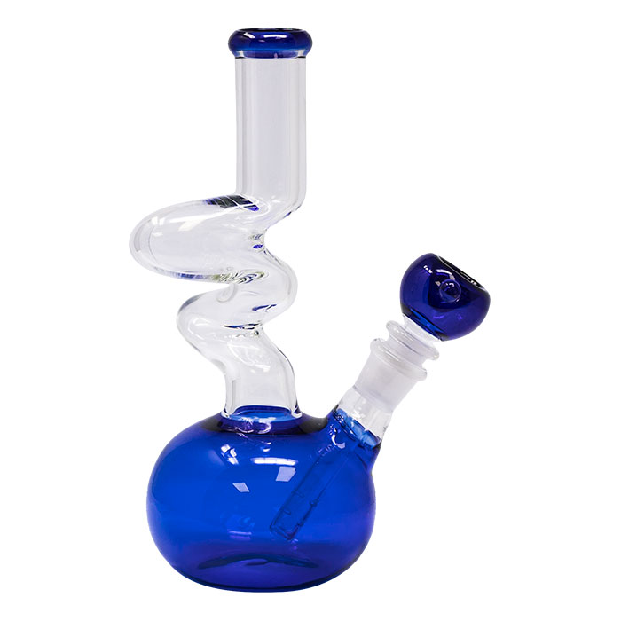 Twisted Blue Glass 10 Inches Zong with Bowl