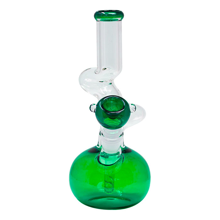 Twisted Green Glass 10 Inches Zong with Bowl