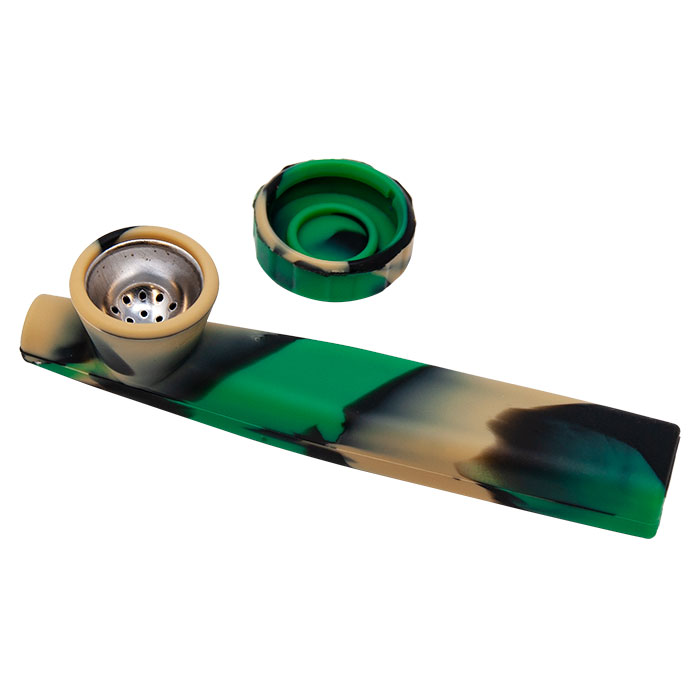 Camo Silicone Pipe With Inbuilt Metal Screen