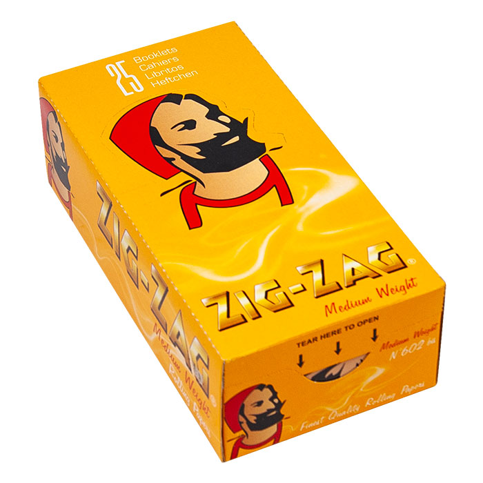 Zig Zag Medium Weight Yellow Single wide Rolling paper Ct 25