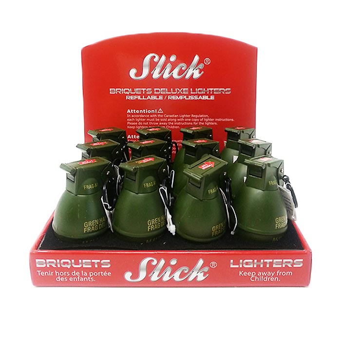 Slick Grenade Frag Torch Lighter Display of 12