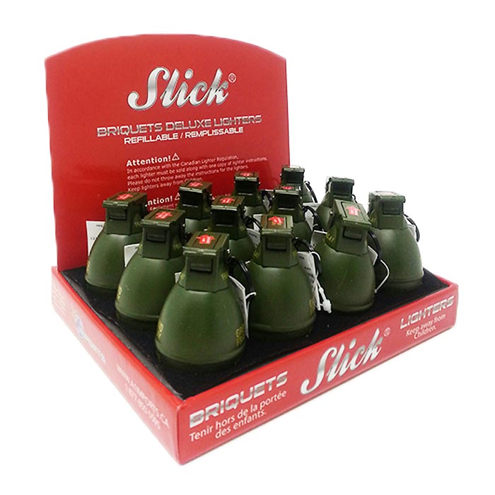 Slick Grenade Frag Torch Lighter Display of 12