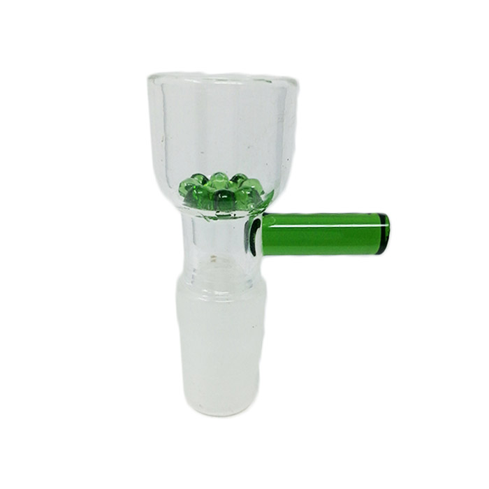 GREEN IN BUILT SCREEN  GLASS BOWL WITH HANDLE 14 MM