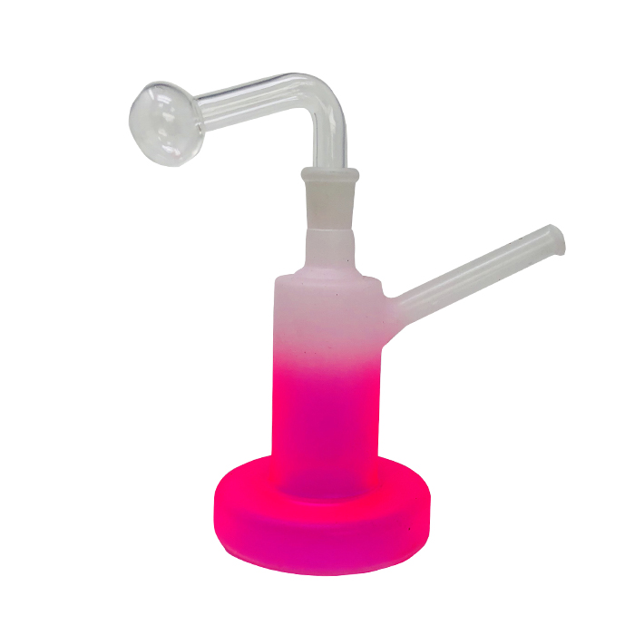 Pink Flat Base Frosty Oil Bong 6 Inches